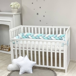 Protectie laterala patut bebe alb-menta
